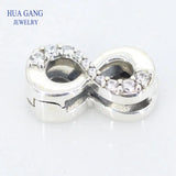 925 Silver Infinity Clip CZ Charm Bead DIY Bracelet Jewelry Making