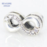 925 Silver Infinity Clip CZ Charm Bead DIY Bracelet Jewelry Making