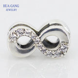 925 Silver Infinity Clip CZ Charm Bead DIY Bracelet Jewelry Making