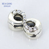 925 Silver Infinity Clip CZ Charm Bead DIY Bracelet Jewelry Making