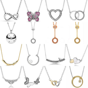 925 Silver Infinity Collier Pink Butterfly Loving Hearts Necklace