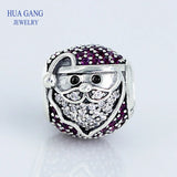 925 Silver Santa Charm Red CZ Women's Jewelry
