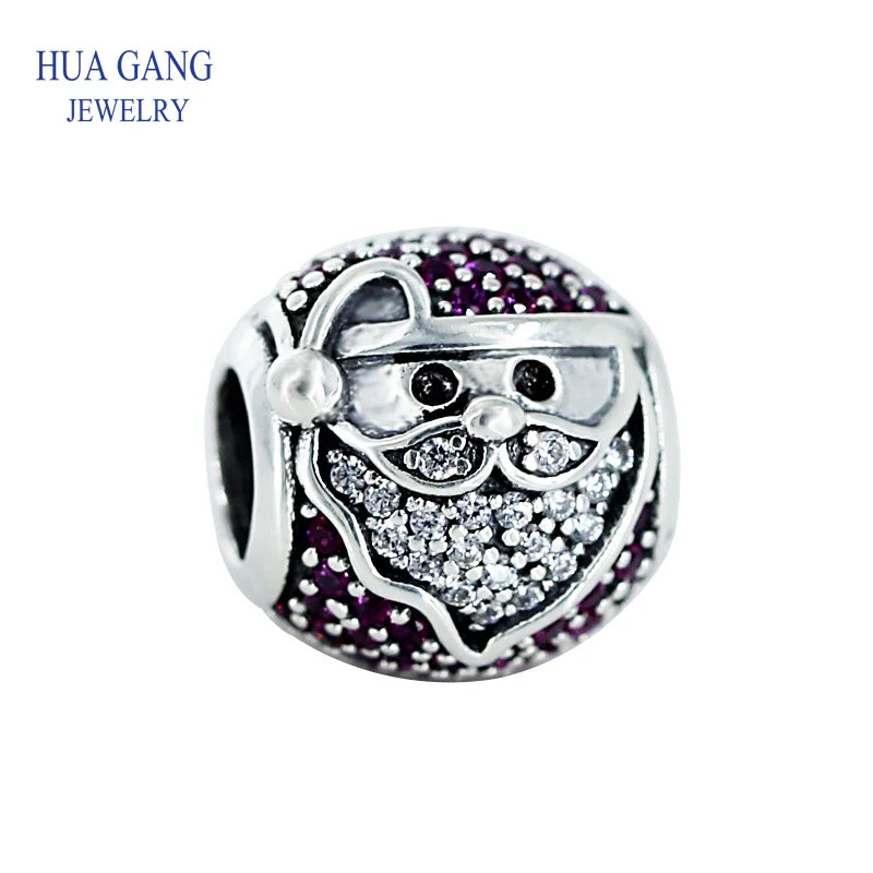 925 Silver Santa Charm Red CZ Women's Jewelry