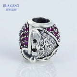 925 Silver Santa Charm Red CZ Women's Jewelry