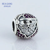 925 Silver Santa Charm Red CZ Women's Jewelry