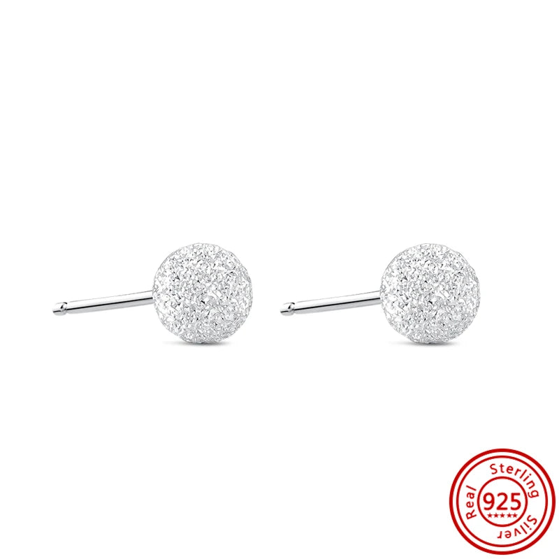 925 Silver Sparkling Heart Hoop Pearl Earrings Women's Jewelry