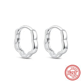 925 Silver Sparkling Heart Hoop Pearl Earrings Women's Jewelry