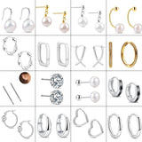 925 Silver Sparkling Heart Hoop Pearl Earrings Women's Jewelry