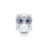 925 Sterling Silver Sparkling Owl Charm Beads for Bracelet Women DIY Jewelry