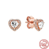 925 Silver Pantaro Hoops Earrings Zircon Flowers Rose Jewelry