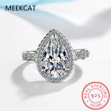 925 Silver Pear Multicolor Diamond Gemstone Wedding Ring