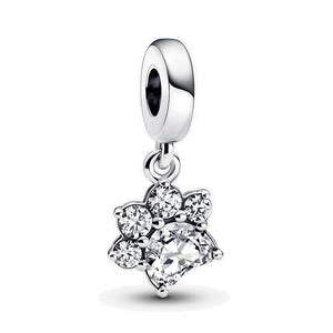 925 Silver Paw Print Dangle Charm for Bracelets
