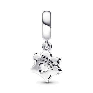 925 Silver Paw Print Dangle Charm for Bracelets