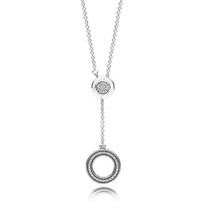 925 Silver Sparkling Signature Pave Circle Necklace for Women S925 Jewelry