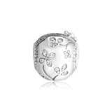 925 Sterling Silver Sparkling Skull Charm Beads Fits Europe Bracelet Women