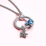 925 Silver Sparkling Starfish & Narwhal Beaded Necklaces for Women