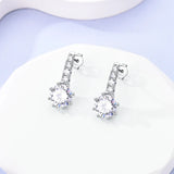 925 Silver Zircon Circle Twisted Lines Hoop Earrings