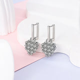 925 Silver Zircon Circle Twisted Lines Hoop Earrings