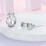 925 Silver Zircon Circle Twisted Lines Hoop Earrings