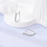 925 Silver Zircon Circle Twisted Lines Hoop Earrings