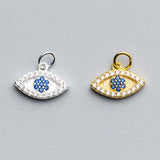 925 Sterling Silver Zircon Eye Charm Pendant for Jewelry Making