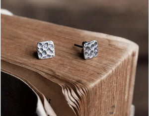 925 Sterling Silver Square Stud Earrings Geometric Earring Gift