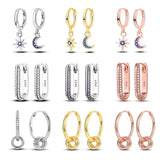 925 Sterling Silver Star Moon Hoop Earrings For Women