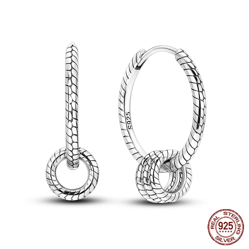 925 Sterling Silver Star Moon Hoop Earrings For Women