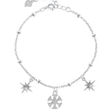 925 Sterling Silver Star Snowflake Charm Bracelet For Women