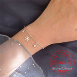 925 Sterling Silver Star Snowflake Charm Bracelet For Women