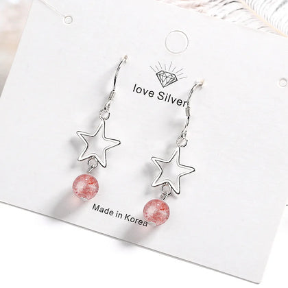 925 Silver Strawberry Quartz Earring Gemstone Drop Earring