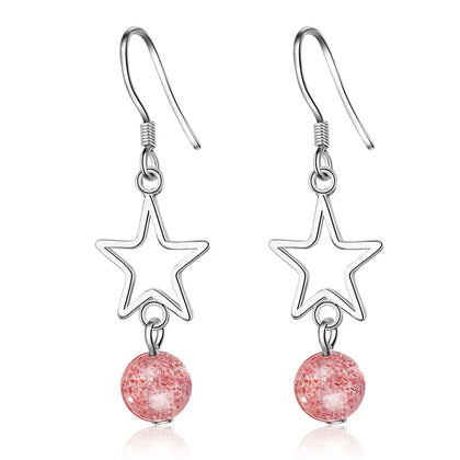 925 Silver Strawberry Quartz Earring Gemstone Drop Earring