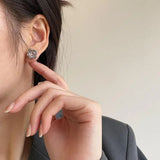 925 Silver Stud Earrings Colorful Crystal Square Gems Fine Jewelry
