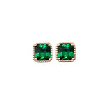 925 Silver Square Green Zircon Stud Earrings Women's Fine Jewelry