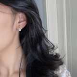 925 Sterling Silver Stud Earrings Women Retro Pearl Bow Fine Jewelry