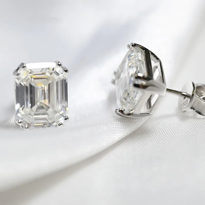 925 Silver Stud Earrings Sparkling Diamond Wedding Party Jewelry