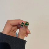 925 Sterling Silver Stud Earrings Square Crystal Fine Jewelry