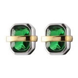 925 Sterling Silver Stud Earrings Square Crystal Fine Jewelry