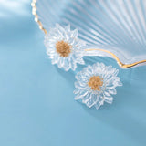 925 Silver Sunflower Stud Earrings Women Sweet Fine Jewelry