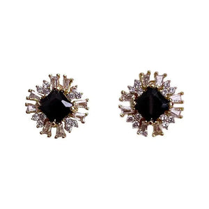 925 Sterling Silver Stud Earrings For Women Zircon Gem Fine Jewelry