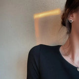 925 Sterling Silver Stud Earrings For Women Zircon Gem Fine Jewelry