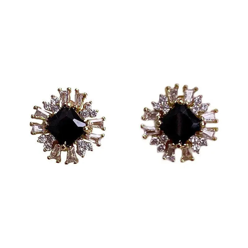 925 Sterling Silver Stud Earrings For Women Zircon Gem Fine Jewelry