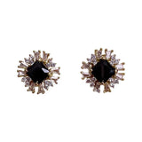 925 Sterling Silver Stud Earrings For Women Zircon Gem Fine Jewelry
