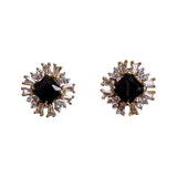 925 Sterling Silver Stud Earrings For Women Zircon Gem Fine Jewelry