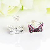 925 Silver Red Crystal Minnie Shape Earrings for Women