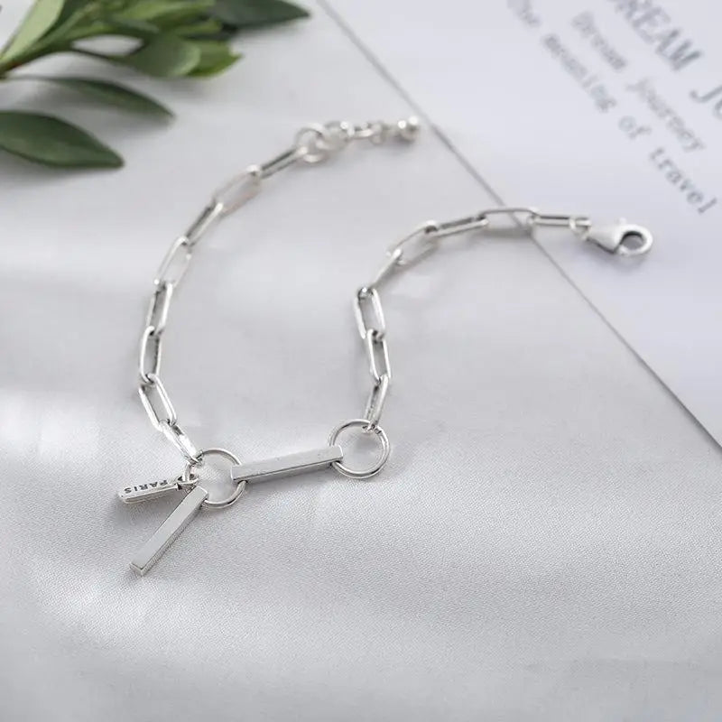 925 Silver Thai Silvertag Letter Charm Bracelets Vintage Jewelry