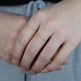 925 Sterling Silver Thin Cross Chain Plated Women Finger Ring