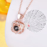925 Silver I LOVE YOU Heart Pendant Necklace with Zircon Beads Chain