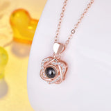 925 Silver I LOVE YOU Heart Pendant Necklace with Zircon Beads Chain
