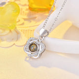 925 Silver I LOVE YOU Heart Pendant Necklace with Zircon Beads Chain